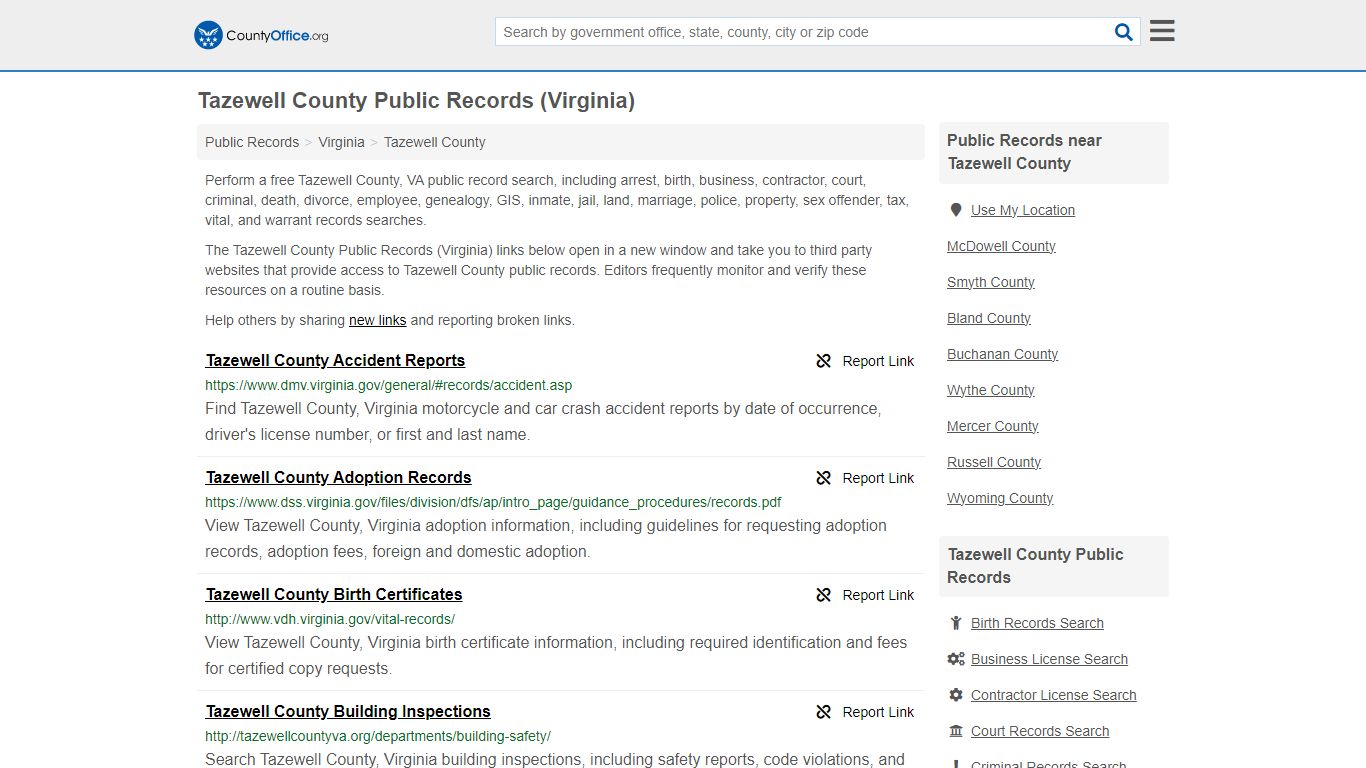 Tazewell County Public Records (Virginia) - County Office