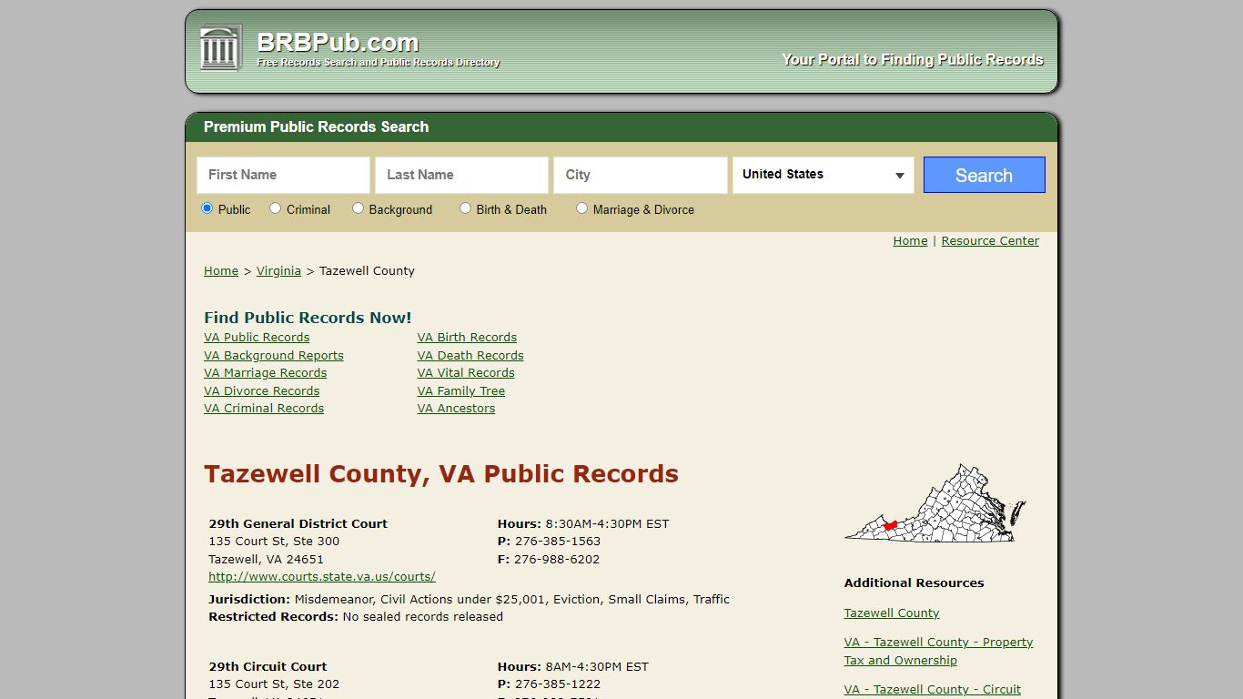 Tazewell County, VA Public Records - BRB Pub